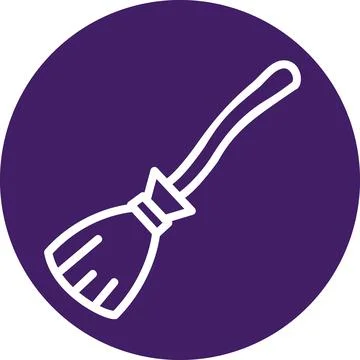 Witch broom round graphic icon illustration Stock Illustration
