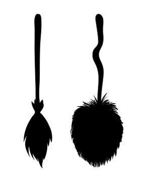 Witch broom silhouette cartoon vector symbol icon design. Beautiful illustrat Stock Illustration