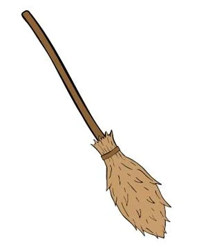Witch broom vector isolated on white background Stock Illustration
