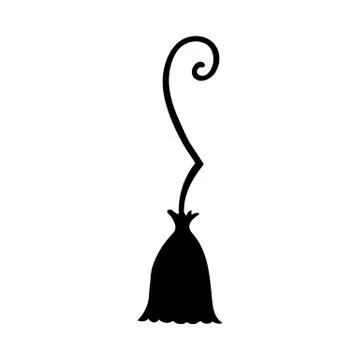 Witch brooms isolated on white background. Halloween decorative element. Vect Stock Illustration