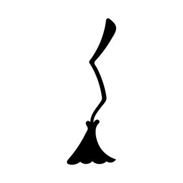 Witch brooms isolated on white background. Halloween decorative element. Vect Stock Illustration
