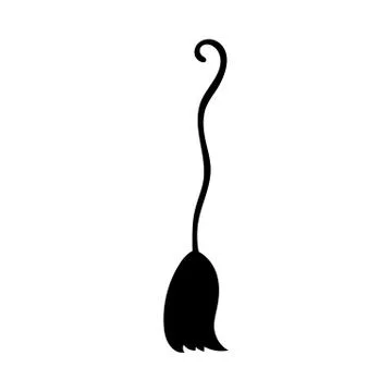 Witch brooms isolated on white background. Halloween decorative element. Vect Stock Illustration