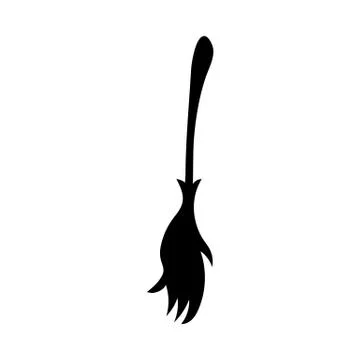 Witch brooms isolated on white background. Halloween decorative element. Vect Stock Illustration
