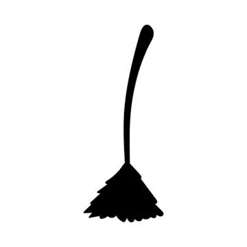 Witch brooms isolated on white background. Halloween decorative element. Vect Stock Illustration