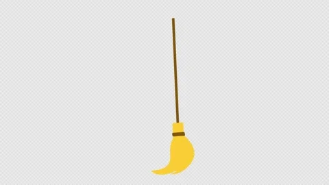 Witch broomstick animation on transparent background with alpha channel. Stock Footage 305243892