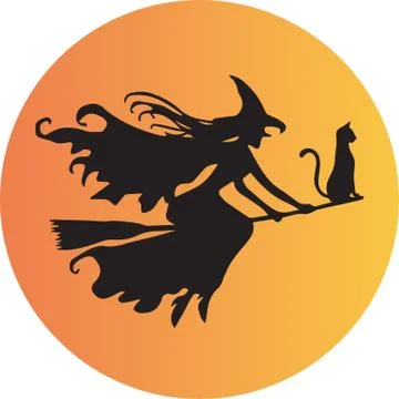 Witch on broomstick Stock Illustration