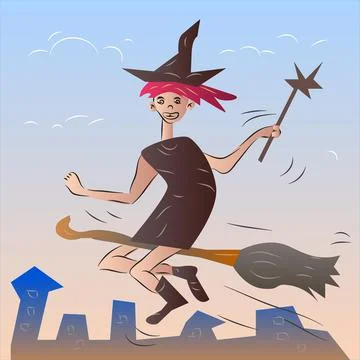 Witch Cartoon Character Vector Illustration Stock Illustration