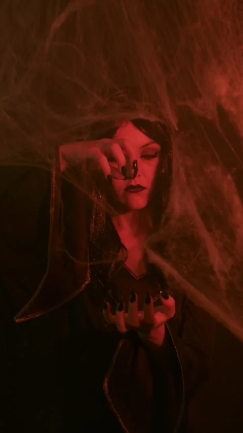 Witch Casting a Spell in Warm Candlelight Stock Footage 289083067