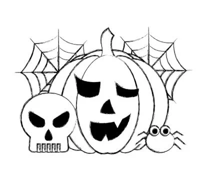 Witch cauldron and hat halloween comic pattern 스톡 일러스트