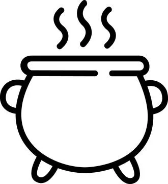 Witch cauldron boiling magic potion icon Stockillustratie