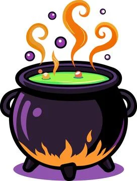 Witch Cauldron Boiling Potion Halloween Icon Stock Illustration