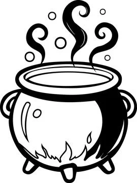 Witch Cauldron Boiling Potion Halloween Icon Stock Illustration