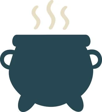 Witch cauldron boiling potion pot icon Stock Illustration