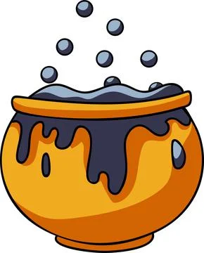 Witch cauldron for decorating postcards for halloween Stock Illustration
