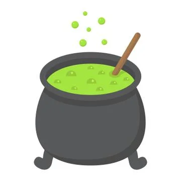 Witch cauldron flat icon, halloween and scary Stock Illustration