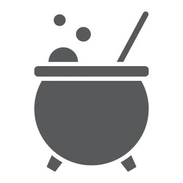 Witch cauldron glyph icon, magic and witchcraft 스톡 일러스트