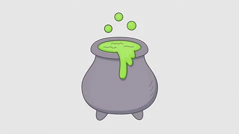 Witch cauldron with green potion Stock Footage 337807919