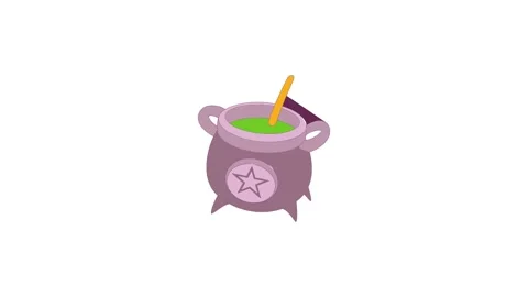 Witch cauldron with green potion icon animation Video stock 168941138