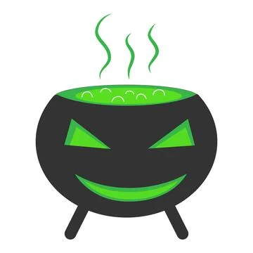 Witch cauldron of green potion. Stock-Illustration