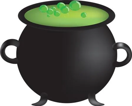 Witch cauldron with hot green potion Stock Illustration