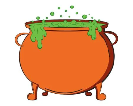 Witch cauldron isolated on the white background Illustrazione stock