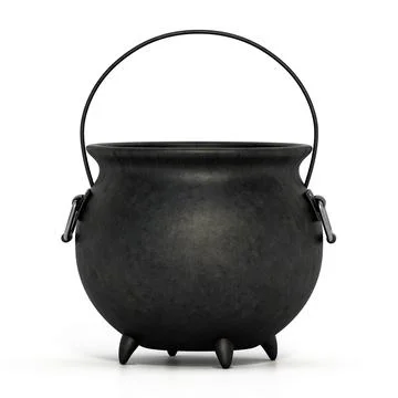 Witch cauldron isolated on white background. 3D illustration Stock Illustration