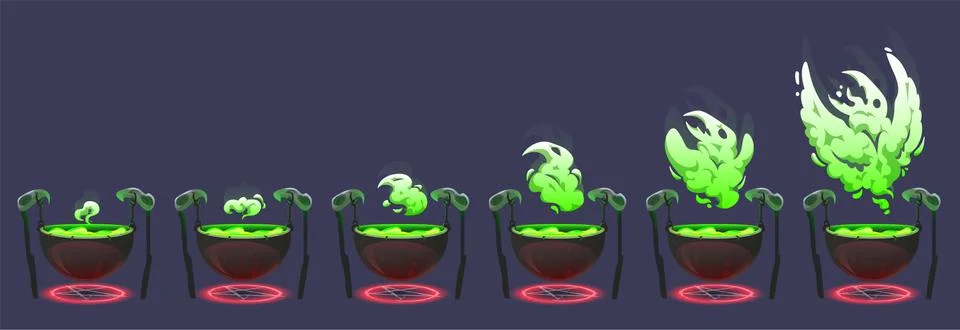 Witch cauldron with magic potion and smoke Stock Illustration