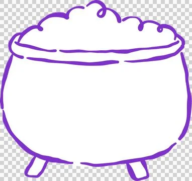 Witch Cauldron Outline Hand Drawn Illustration. Stock Illustration
