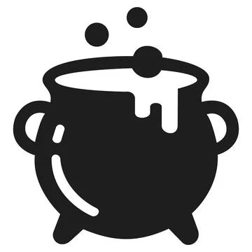 Witch cauldron silhouette icon with bubbling potion Stock Illustration