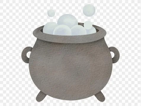 Witch cauldron spooky potion boiling cartoon Halloween kawaii illustration .. Illustrazione stock