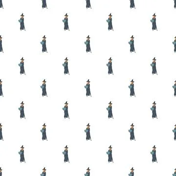 Witch character holding cauldron seamless pattern 스톡 일러스트