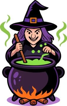 Witch Cooking Potion Cauldron Halloween Icon Иллюстрация