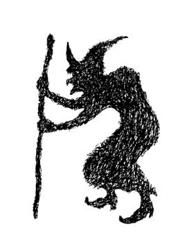 Witch doodle silhouette 스톡 일러스트