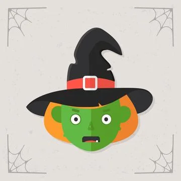 Witch face vector halloween icon Stock Illustration