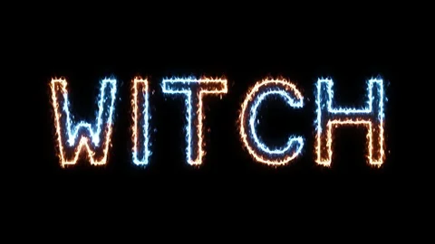 Witch - fire and ice outline glowing text on transparent background Stock Footage 104568487