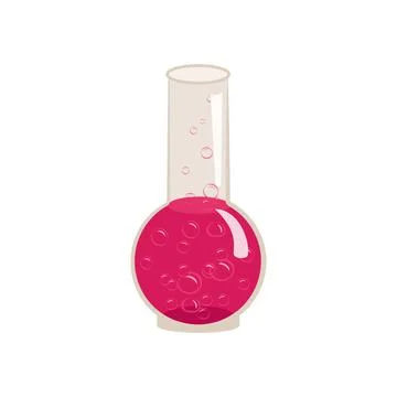 Witch flask with boiling pink liquid and bubbles Ilustração Stock