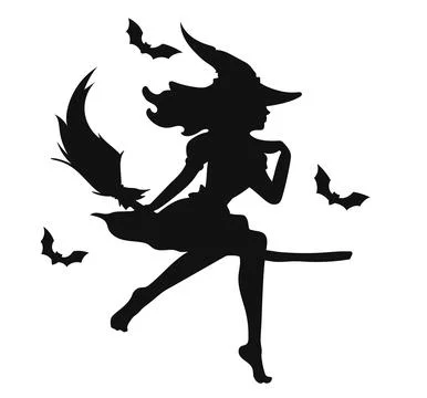 Witch flying on a broom Stock Illustration