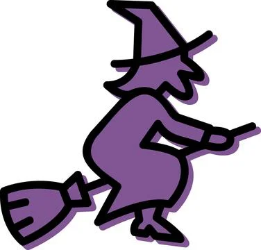 Witch flying on broom magic silhouette Stockillustratie