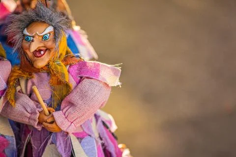 Witch flying on a broom. Stock Photos