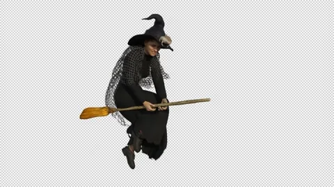 The witch flying on a broomstick, animation proaral background Stock Footage 163590601