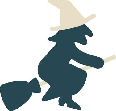 Witch flying on broomstick icon design Stock Illustration