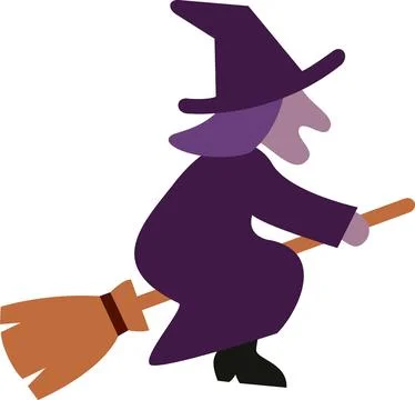 Witch flying on broomstick in sky Stock Illustration