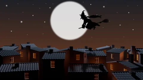 Witch Flying Over The City 스톡 동영상 219674959