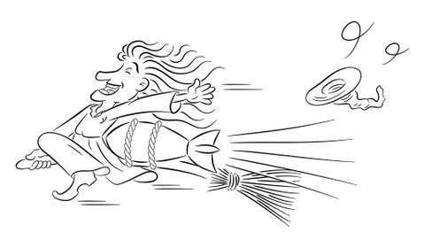 Witch flying on a rocket powered broom Illustrazione stock