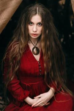 Witch in forest Stock Photos