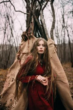 Witch in forest Stock Photos