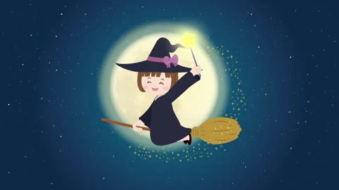 Witch girl animation Video stock 138948221