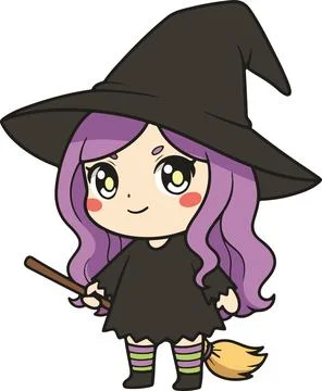 Witch girl, minimal simple vector illustration Stock Illustration