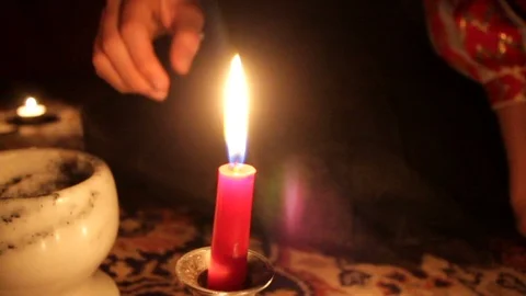 Witch for Halloween - candle Stock Footage 92365604