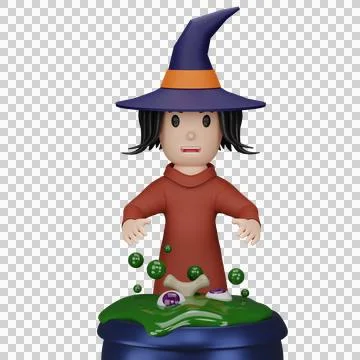 Witch with halloween concept Stock Illustration